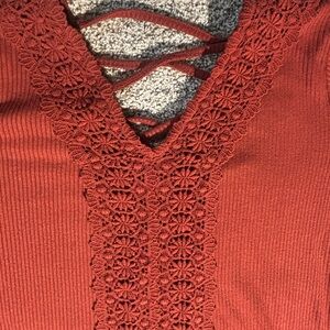 Long sleeve “rust red” Maurices shirt.